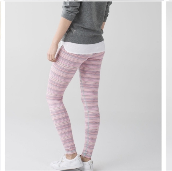 Lululemon Wunder Under Pant III Luxtreme Cyber Stripe Flash Light Menthol Size 2 - Picture 3 of 11